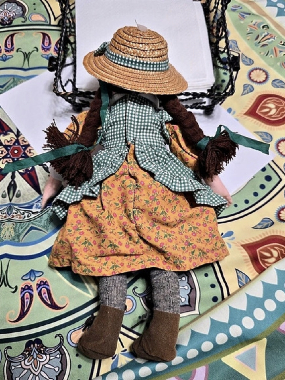Handmade Rag Doll Green & Yellow - Picture 4 of 5